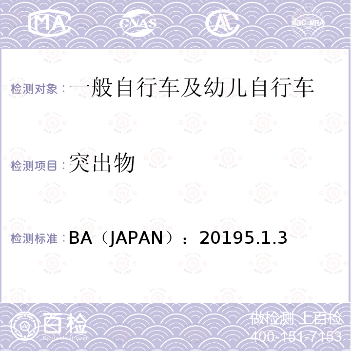 突出物 BA（JAPAN）：20195.1.3  