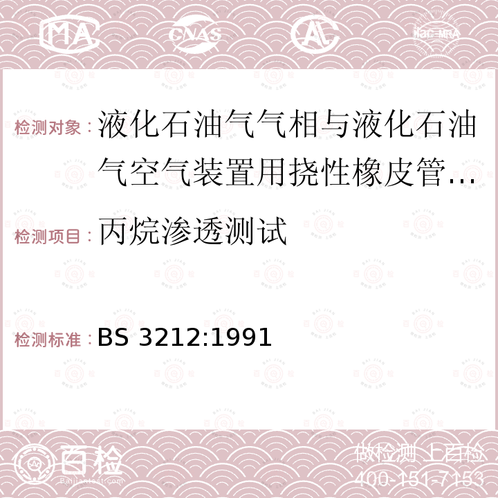 丙烷渗透测试 BS 3212:1991  