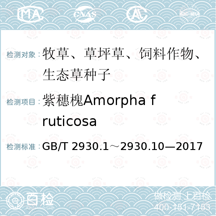 紫穗槐Amorpha fruticosa GB/T 2930  .1～2930.10—2017