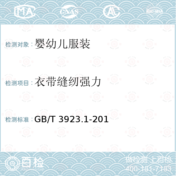衣带缝纫强力 GB/T 3923.1-20  1