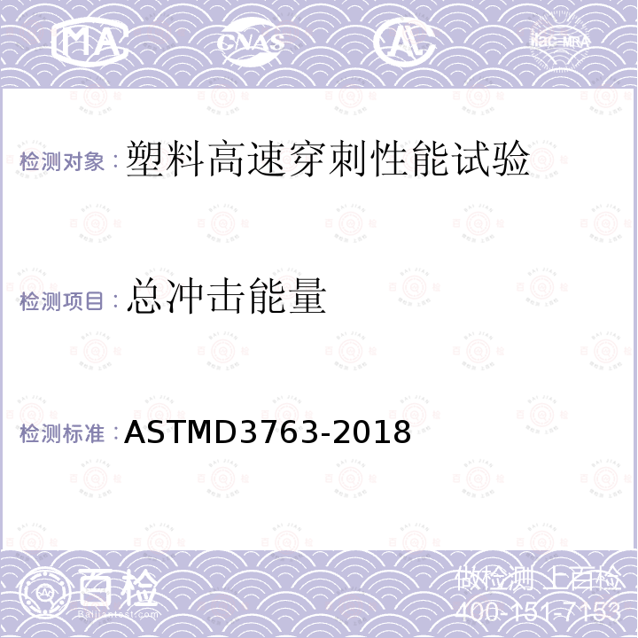 总冲击能量 ASTMD 3763-20  ASTMD3763-2018