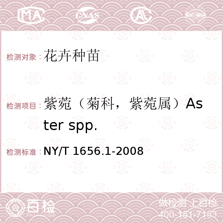 紫菀（菊科，紫菀属）Aster spp. 紫菀（菊科，紫菀属）Aster spp. NY/T 1656.1-2008