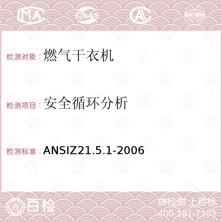 安全循环分析 ANSIZ 21.5.1-20  ANSIZ21.5.1-2006