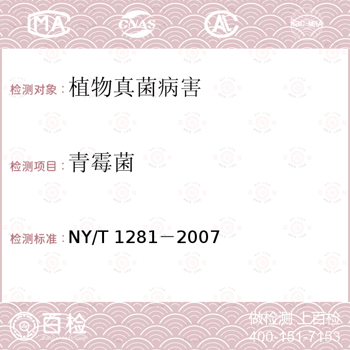 青霉菌 NY/T 1281-2007 花卉植物真菌病害检测规程