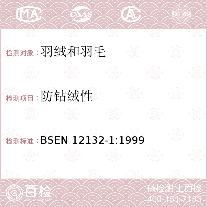 防钻绒性 EN 12132-1:1999  BS