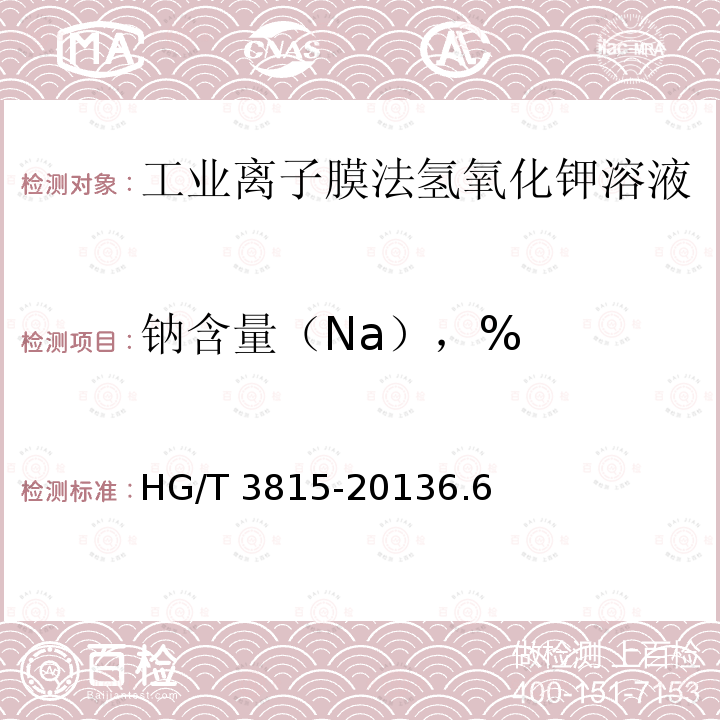 钠含量（Na），% 钠含量（Na），% HG/T 3815-20136.6