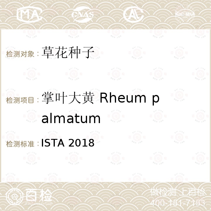 掌叶大黄 Rheum palmatum ISTA 2018  