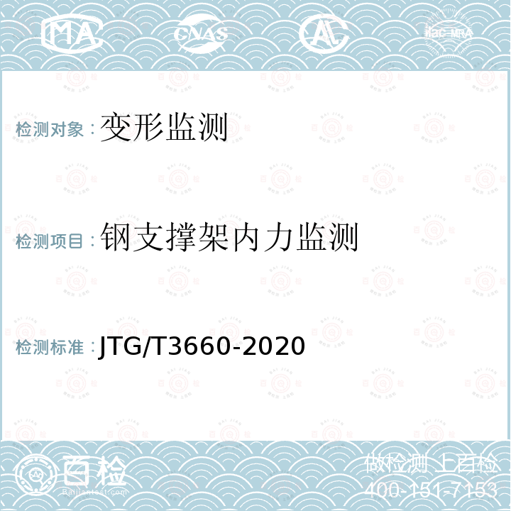 钢支撑架内力监测 JTG/T 3660-2020 公路隧道施工技术规范