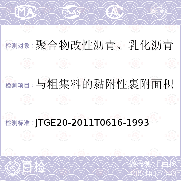 与粗集料的黏附性裹附面积 JTG E20-2011 公路工程沥青及沥青混合料试验规程