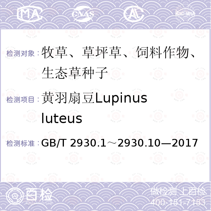 黄羽扇豆Lupinus luteus GB/T 2930  .1～2930.10—2017