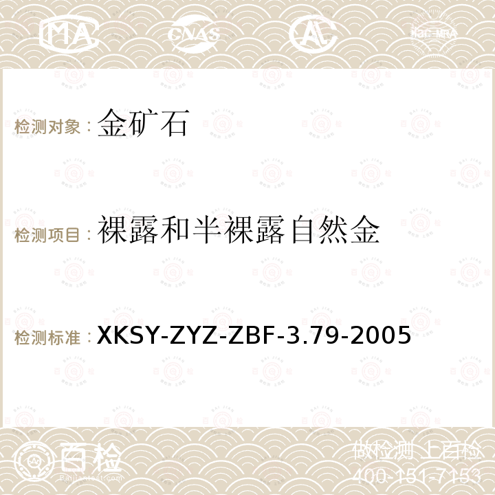 裸露和半裸露自然金 XKSY-ZYZ-ZBF-3.79-2005  