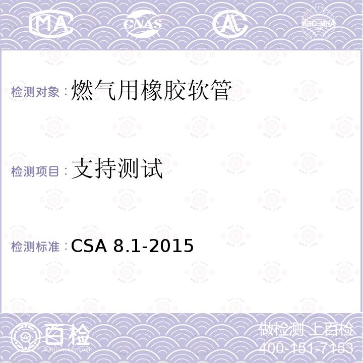 支持测试 CSA 8.1-2015  