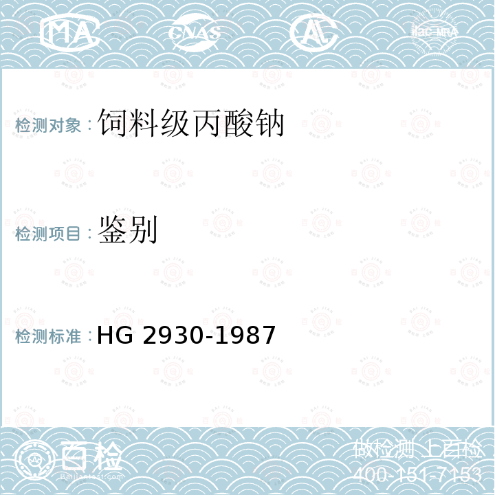 鉴别 HG 2930-1987 饲料级丙酸钠