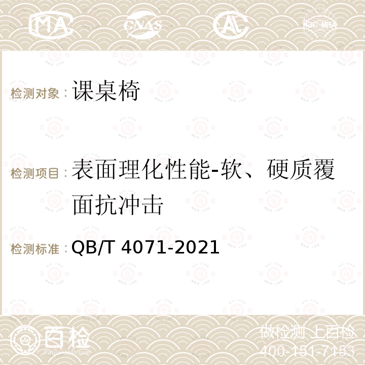 表面理化性能-软、硬质覆面抗冲击 QB/T 4071-2021 课桌椅