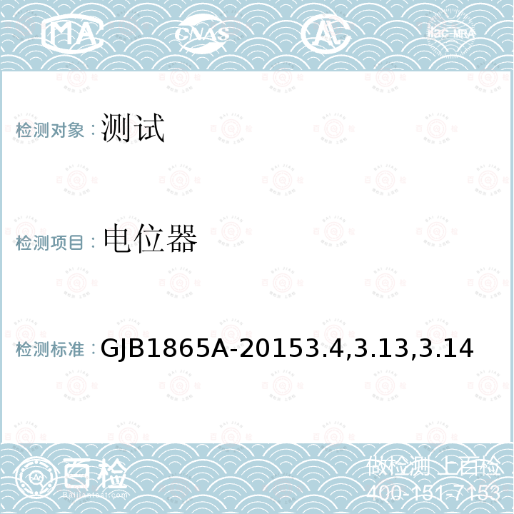 电位器 电位器 GJB1865A-20153.4,3.13,3.14