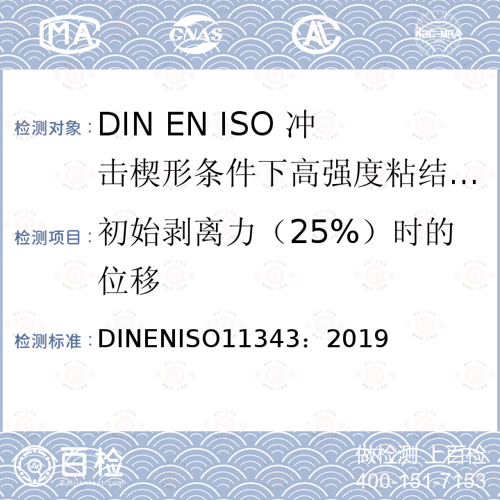 初始剥离力（25%）时的位移 初始剥离力（25%）时的位移 DINENISO11343：2019
