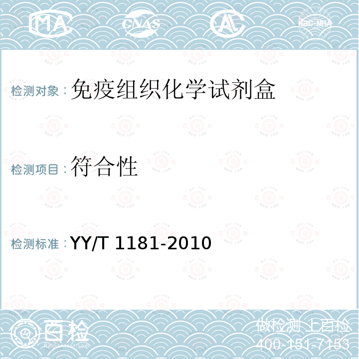 符合性 YY/T 1181-2010 免疫组织化学试剂盒