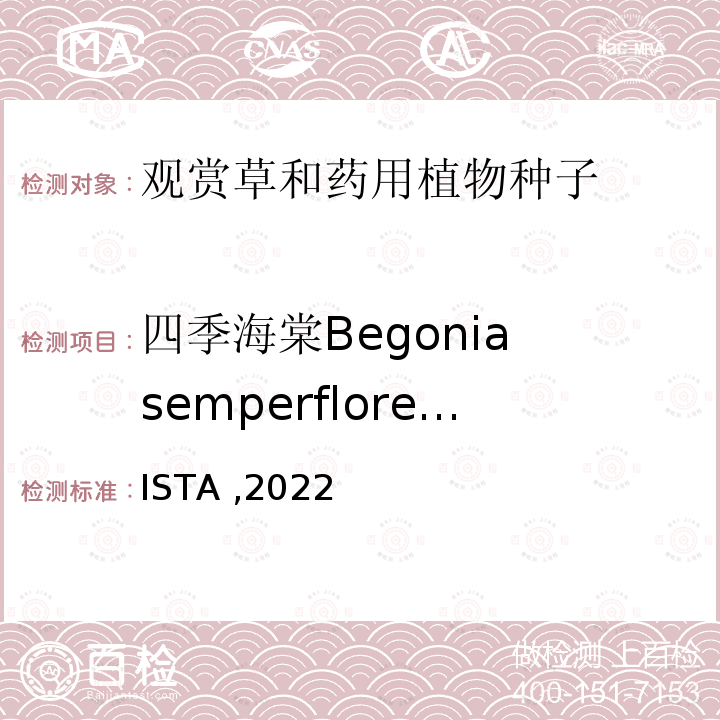 四季海棠Begonia semperflorens ENSISTA 2022  ISTA ,2022
