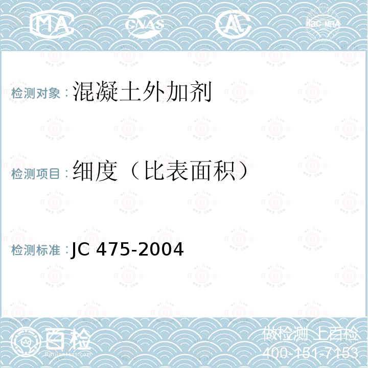 细度（比表面积） JC/T 475-2004 【强改推】混凝土防冻剂