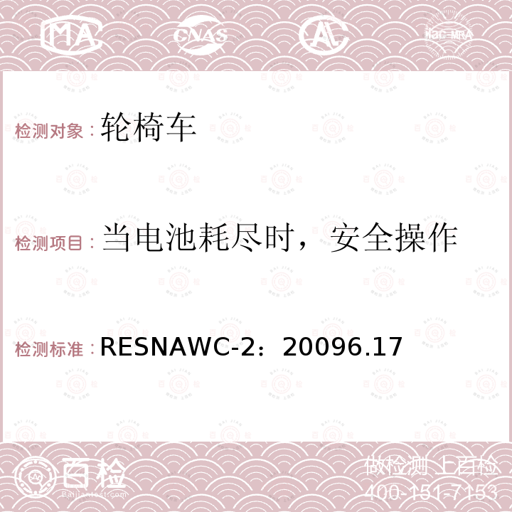 当电池耗尽时，安全操作 RESNAWC-2：20096.17  