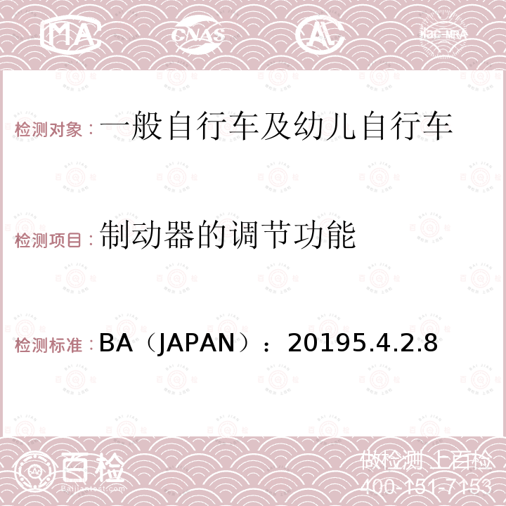 制动器的调节功能 BA（JAPAN）：20195.4.2.8  