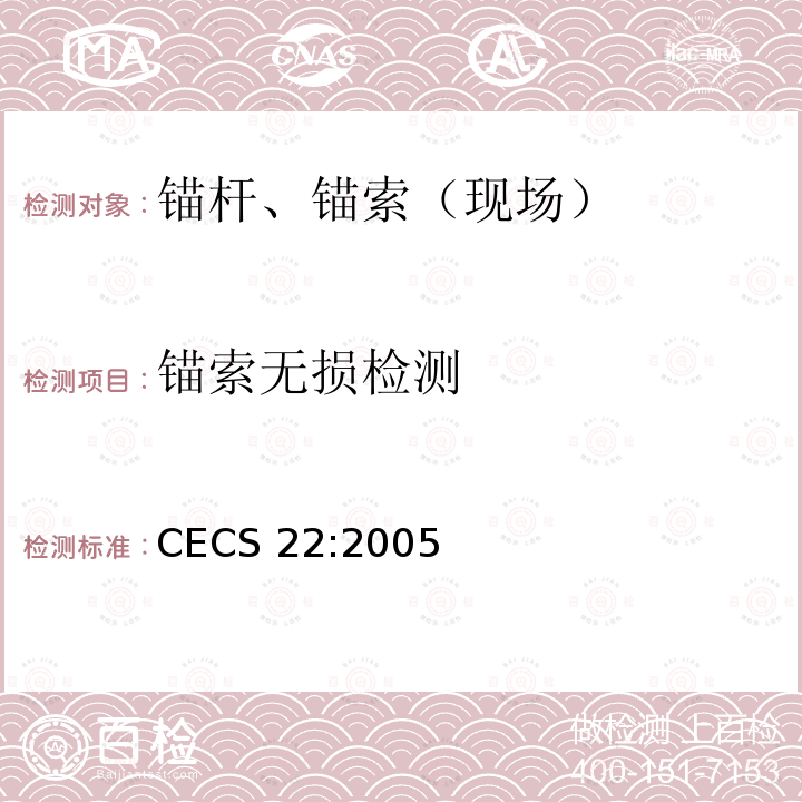 锚索无损检测 CECS 22:2005  