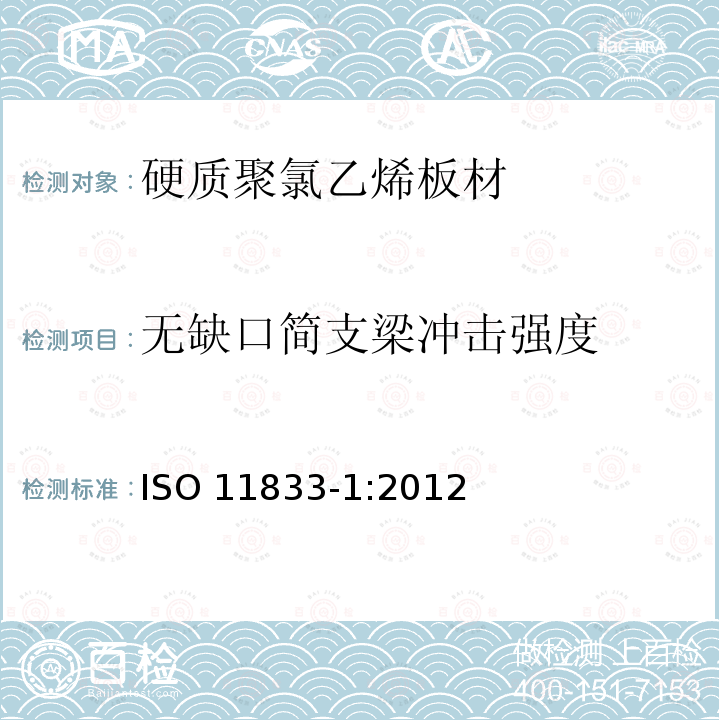 无缺口简支梁冲击强度 ISO 11833-1:2012  