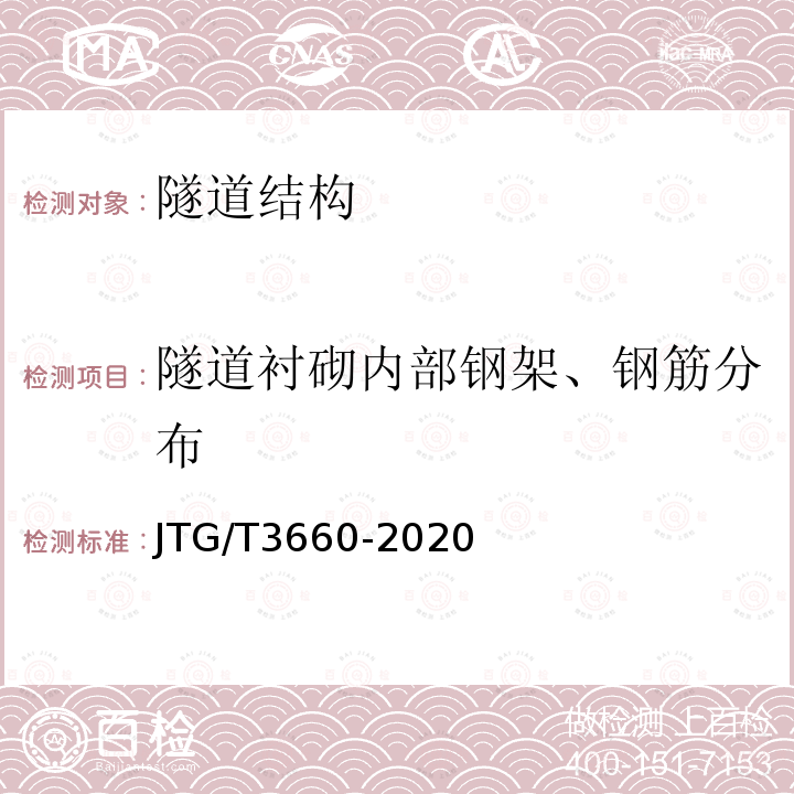 隧道衬砌内部钢架、钢筋分布 JTG/T 3660-2020 公路隧道施工技术规范