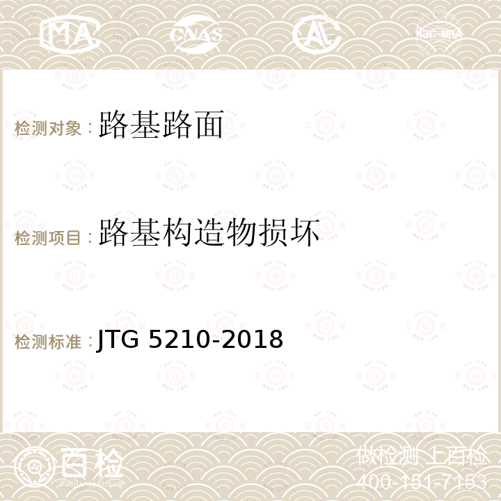 路基构造物损坏 JTG 5210-2018 公路技术状况评定标准(附条文说明)