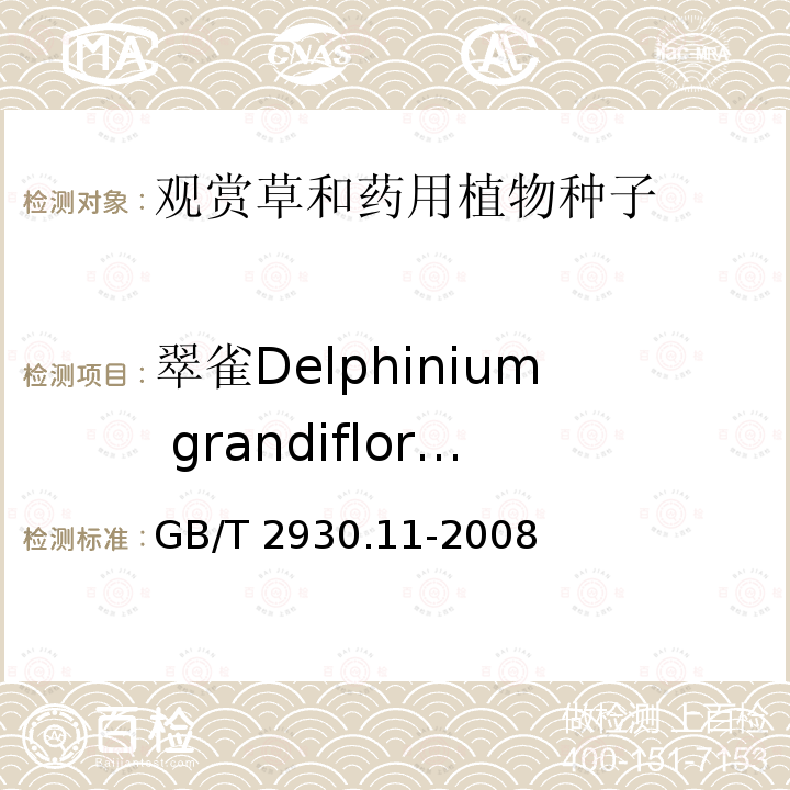 翠雀Delphinium grandiflorum GB/T 2930.11-2008 草种子检验规程 检验报告