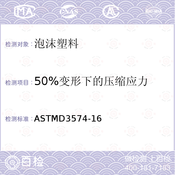 50%变形下的压缩应力 ASTMD 3574-16  ASTMD3574-16