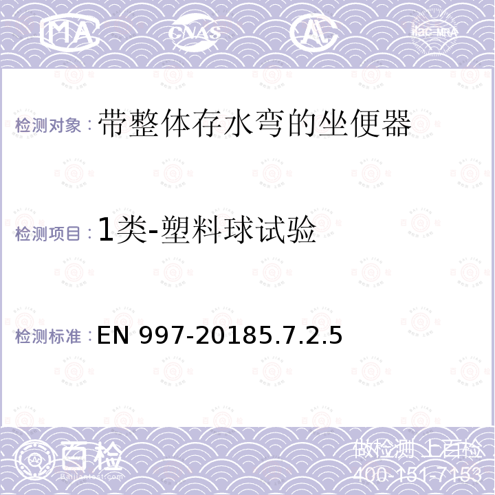 1类-塑料球试验 EN 997-2018  5.7.2.5
