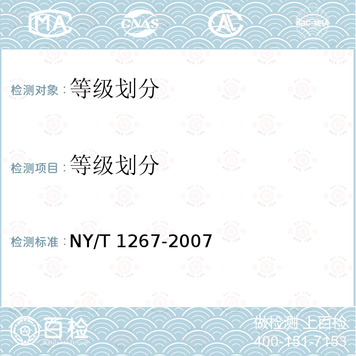 等级划分 等级划分 NY/T 1267-2007