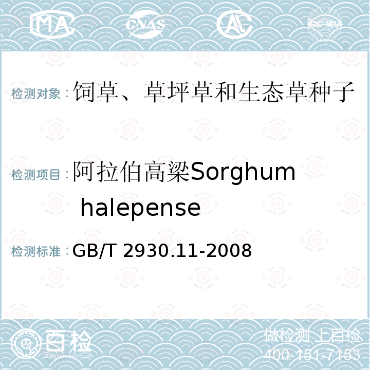阿拉伯高梁Sorghum halepense GB/T 2930.11-2008 草种子检验规程 检验报告