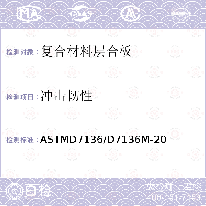 冲击韧性 ASTMD 7136  ASTMD7136/D7136M-20