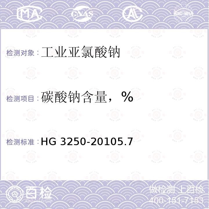 碳酸钠含量，% HG/T 3250-2010 工业亚氯酸钠