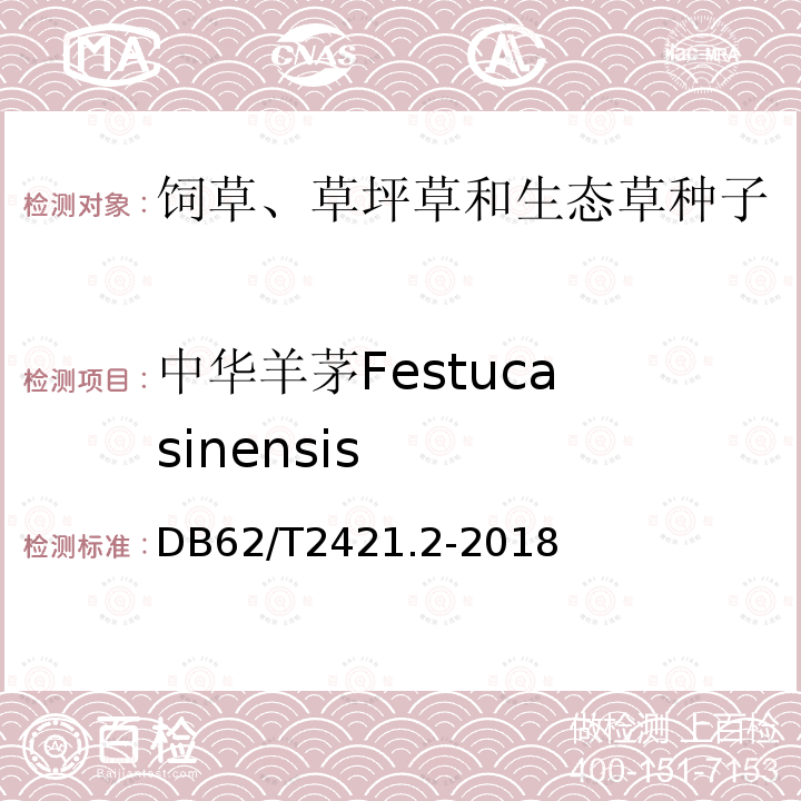 中华羊茅Festuca sinensis DB62/T 2421.2-2018 主要草种子质量 第2 部分 禾本科草种子