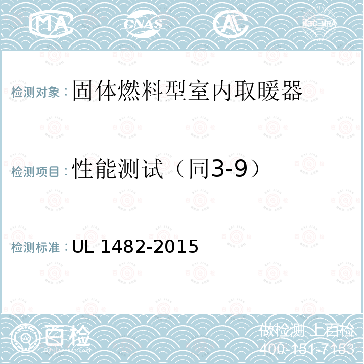 性能测试（同3-9） UL 1482  -2015