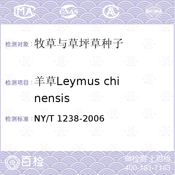 羊草Leymus chinensis NY/T 1238-2006 牧草与草坪草种苗评定规程