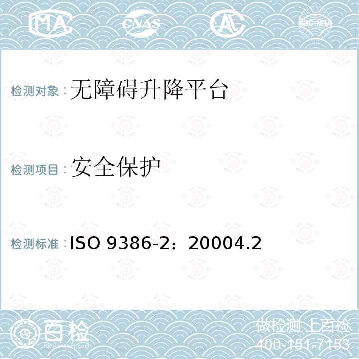 安全保护 安全保护 ISO 9386-2：20004.2