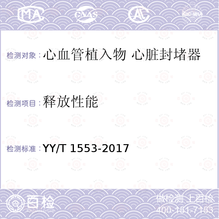 释放性能 释放性能 YY/T 1553-2017