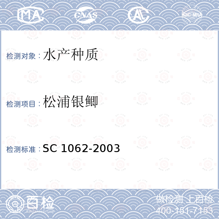 松浦银鲫 松浦银鲫 SC 1062-2003