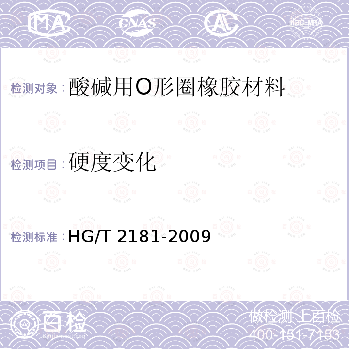 硬度变化 HG/T 2181-2009 耐酸碱橡胶密封件材料