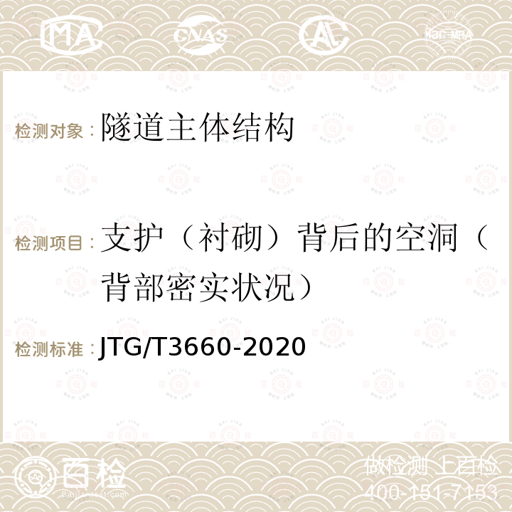 支护（衬砌）背后的空洞（背部密实状况） JTG/T 3660-2020 公路隧道施工技术规范