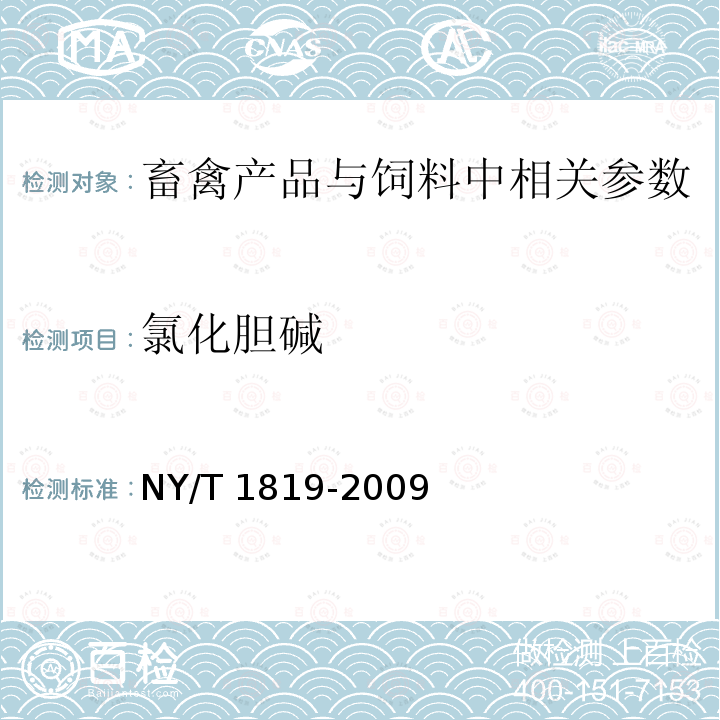 氯化胆碱 NY/T 1819-2009 饲料中胆碱的测定 离子色谱法