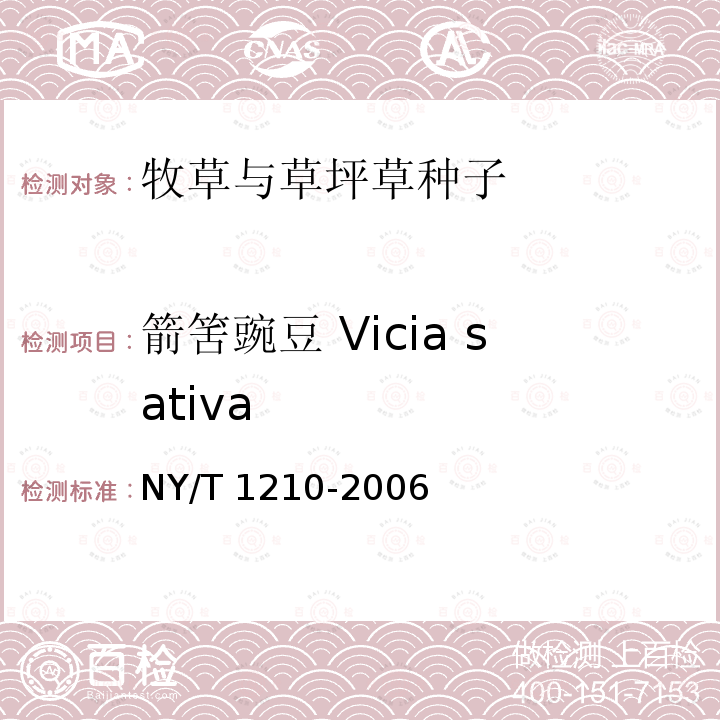 箭筈豌豆 Vicia sativa NY/T 1210-2006 牧草与草坪草种子认证规程