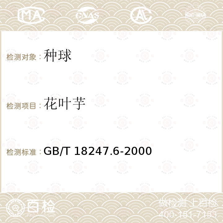 花叶芋 GB/T 18247.6-2000 主要花卉产品等级 第6部分:花卉种球