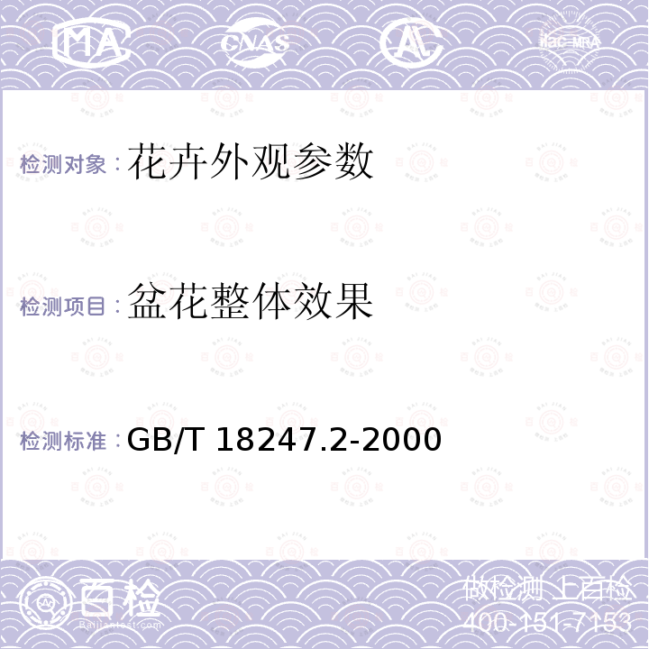 盆花整体效果 GB/T 18247.2-2000 主要花卉产品等级 第2部分:盆花