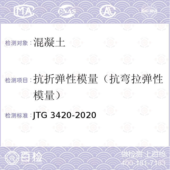 抗折弹性模量（抗弯拉弹性模量） JTG 3420-2020 公路工程水泥及水泥混凝土试验规程