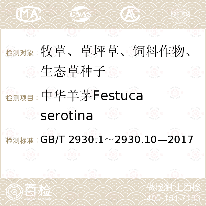 中华羊茅Festuca serotina GB/T 2930  .1～2930.10—2017